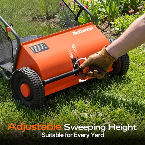 26" Lawn Sweeper for Leaves & Grass (Tangerine)