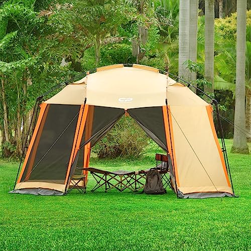 Screen House Tent 13 x 13 Ft Screened Mesh Net Wall Canopy (Beige-2 / 13'x13')