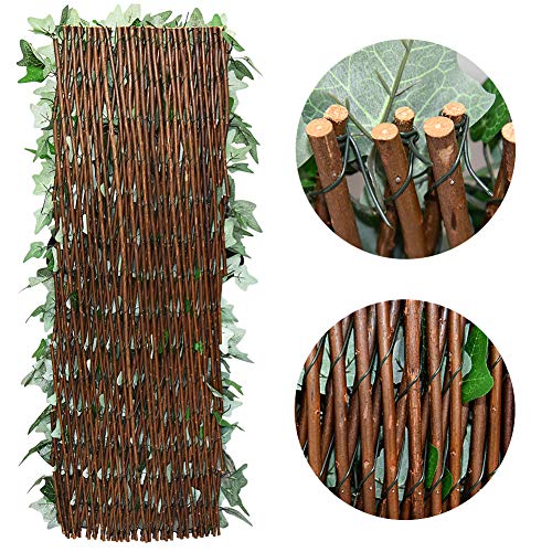 Expandable Fence Privacy Screen for Balcony Patio Outdoor (Green-ivy)