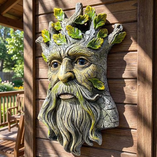 9.8" Whimsical Tree Face Sculpture (Yellow 461)
