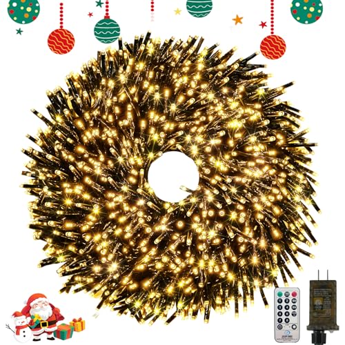 Christmas Cluster Lights 25FT 500 LED String Lights with Remote Warm White (Warm White / 500LED)