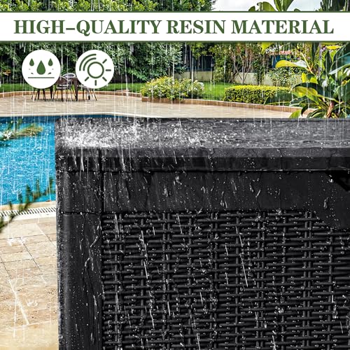 100 Gallon Resin Deck Box Large Outdoor Storage (100 Gallon / Dark Black)