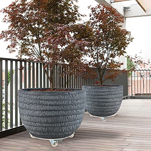 Plant Stand with Wheels (16" round white)