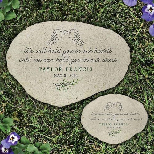 Personalized Miscarriage Memorial Garden Stone (Hearts With Wings / Small)