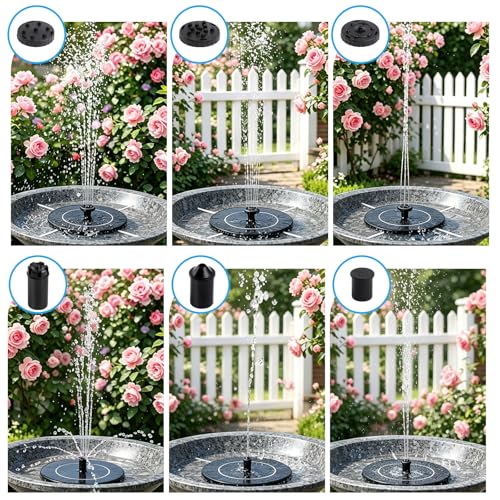 3.5W Solar Powered Water Fountain for Bird Bath Water Pump with 6 Nozzles (3.5w Solar Water Fountain)