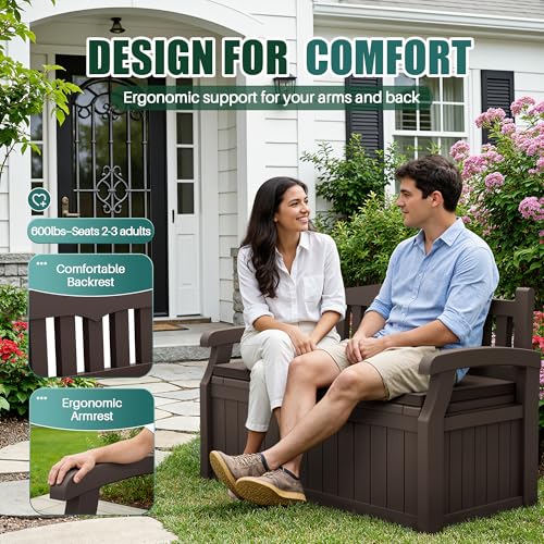 80 Gallon Storage Bench with Cushion (Dark Brown / 80 Gallon with Cushion)