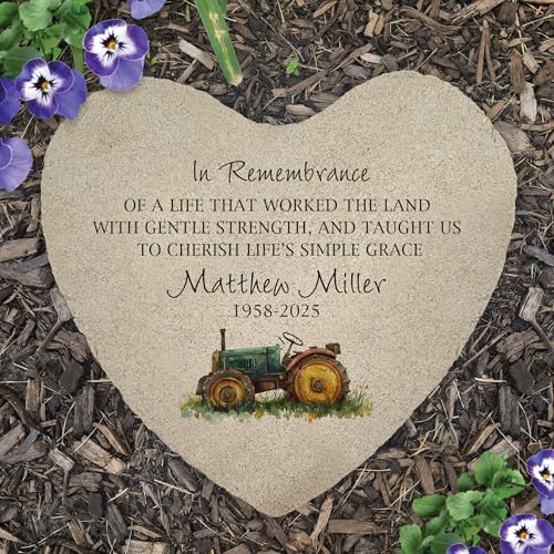 Personalized Tractor Memorial Stone (Tractor / Heart)