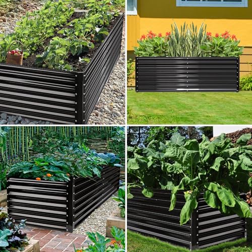 8×4×2ft Galvanized Raised (Black / Rectangle 8×4×2 Ft (1 Pc))
