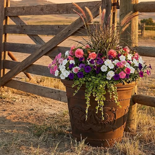 Sunnydaze Arabella 19.5'' Plastic Planter Pot for Plants (Rust / 19.5 in)