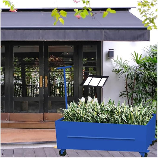 Etlegor Raised Garden Bed Outdoor with Wheels, Metal Planter Box Used Outside Coffee and Milk Tea Shops Enhance The Store Image(Blue,120x40x40cm)