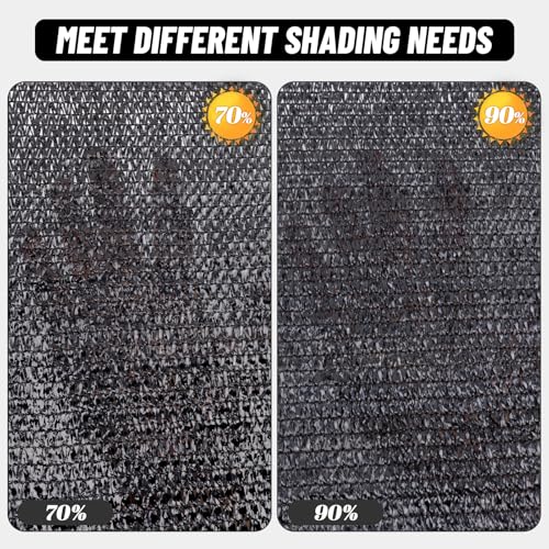 Sun Shade Cloth with Grommets for Garden (6.5FTx16.5FT / 90% Shade-Black)