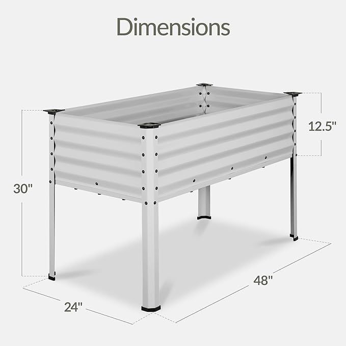 Best Choice Products 48x24x30in Galvanized Raised Garden Bed, Metal Elevated Planter Box, Vegetable Garden for Backyard, Patio, Balcony - Silver