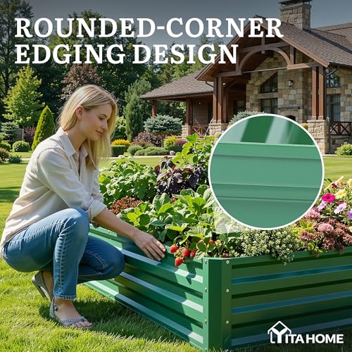 4pcs 6x3x1ft Galvanized Raised Garden Bed (6x3x1ft 4pcs / Green)