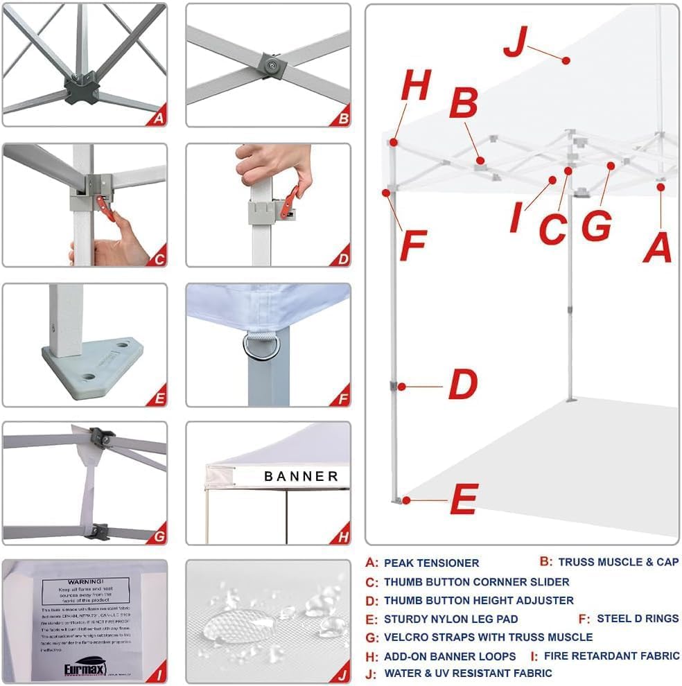 USA 10x10 Pop Up Canopy Tent (Awning Canopy / White)