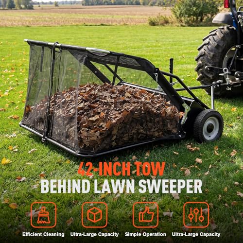 42 Inch Tow Behind Lawn Sweeper (Black)