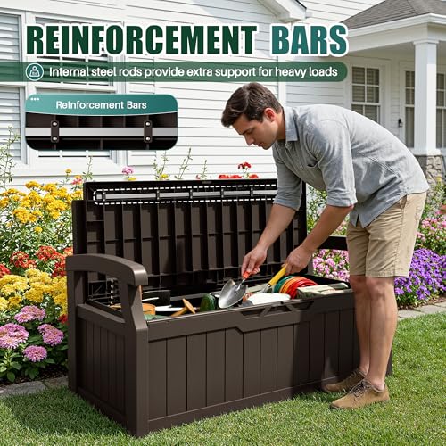80 Gallon Storage Bench with Cushion (Dark Brown / 80 Gallon with Cushion)