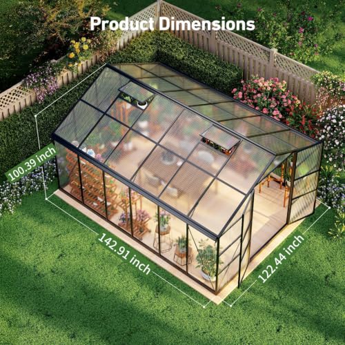 10x12 FT Greenhouse with Hygrometer (10x12 FT with thermometers)