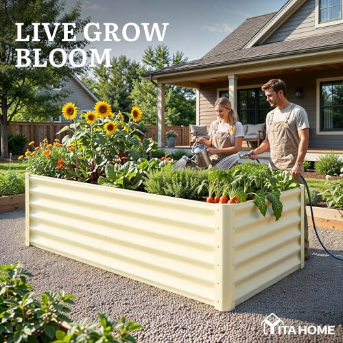 6x3x3ft Galvanized Raised Garden Bed (6x3x3ft / Cream Yellow)