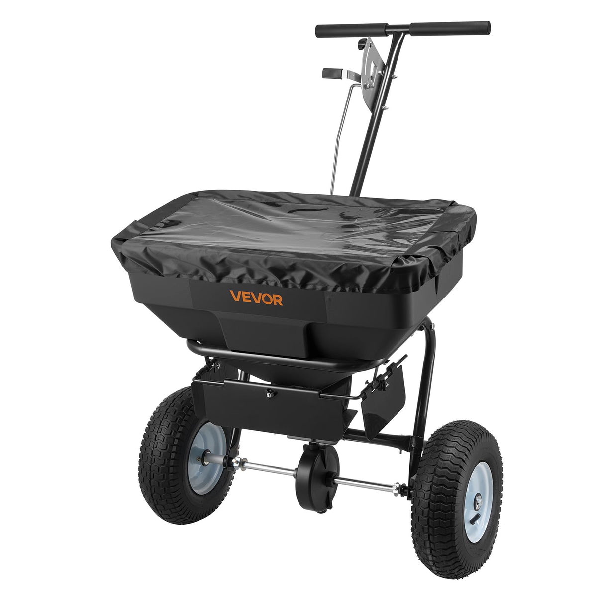 Broadcast Spreader 130 lbs Capacity Hopper Walk (130LB / Black)