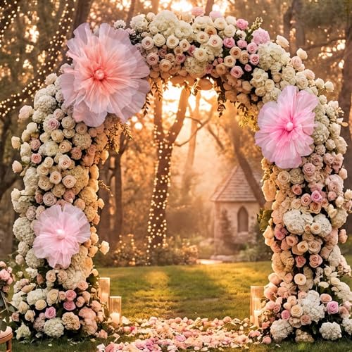 3 Pcs Giant Flowers Decoration for Wedding Reception (Rose / Pink, Rose Red, Orange)