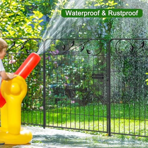 Metal Garden Fence with Gate 36in (36″Tall(Gate+7 Panels))