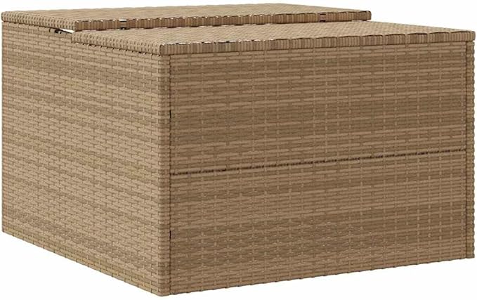 vidaXL Robot Mower Garage - Poly Rattan, Durable Lawn Mower Storage Shed, Beige, Weather-, 33.9"x35.4"x20.5"/22.4"