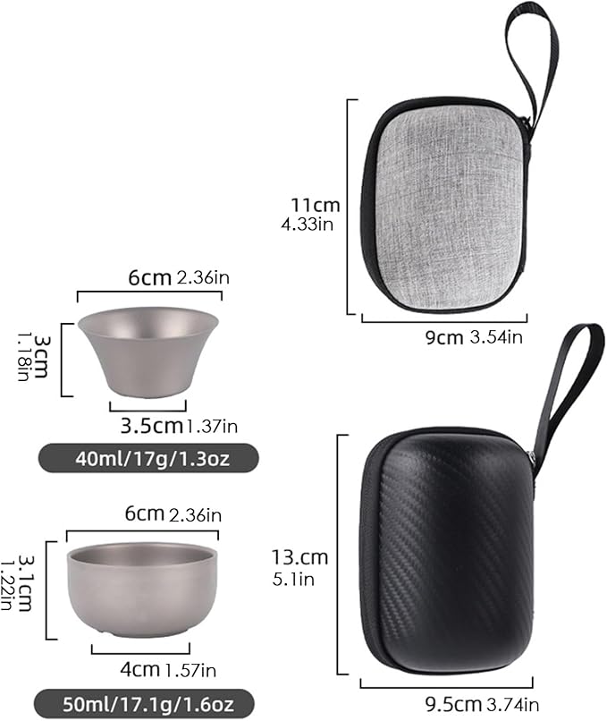 Titanium Tea Set | Camping Teapot Kit - Kung Fu Teapot with Teacup | for Hikers Campers Picnic Road Trip Beach Garden Backyard Park Fishing Outdoor Concert Home