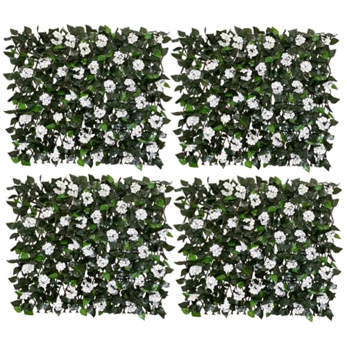 Expandable Fence Privacy Screen for Balcony Patio Outdoor (WHITE FLOWER)