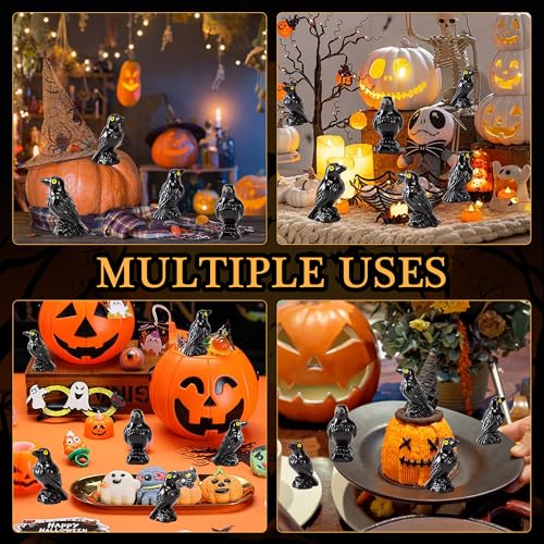 30 Pcs Miniature Resin Crows Black Raven Figurines Spooky Halloween Decor Tiny Animals for Terrariums & DIY Crafts (Cows / 30 Pcs)
