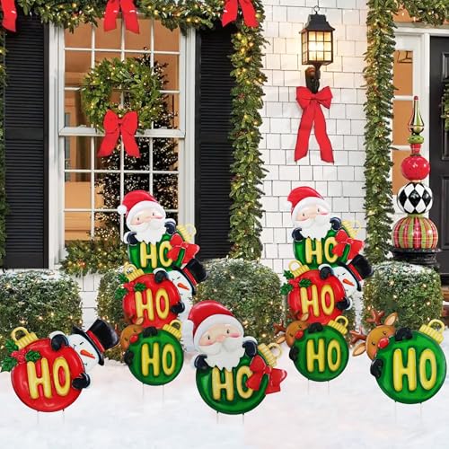 3 Pack Metal Christmas Yard Signs Decor for Multiple Stacked (Christmas Decoration Ball)