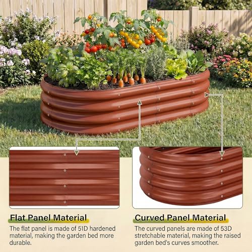 2Pcs 8ft Galvanized Steel Raised Garden Bed (8×4×1ft(2pcs） / 4-brown)