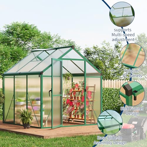 6x6 FT Greenhouse for Outdoors (Green / 6x6 FT)