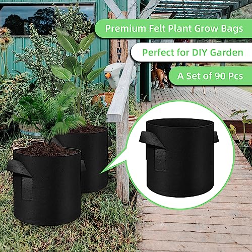 90 Pack 10 Gallon Garden Plant Aeration Fabric Pots with Handles Non (10 Gallons)
