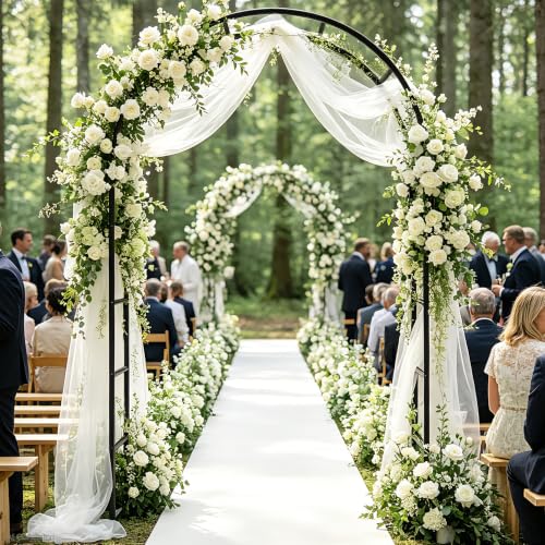 Metal Garden Arch Trellis for Climbing Plants 94.5" H x 55" W (94.5" H x 55" W*14.5"L)