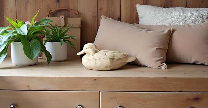 Knick Knacks Duck Statue Home Decor Hand Carved Hand Painted Decor for Home, Office Desk Cute Animal Figurine Unique Gift for Holidays Housewarming (Beige)