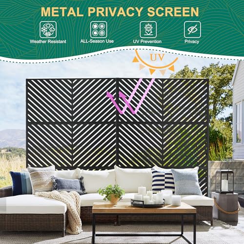 72" H47" W Metal Outdoor Privacy Screen (Black Parallel / 72" H×47" W)