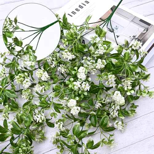 8Pcs Fake Hanging Plants (White Flowers / 8Pcs Plants)
