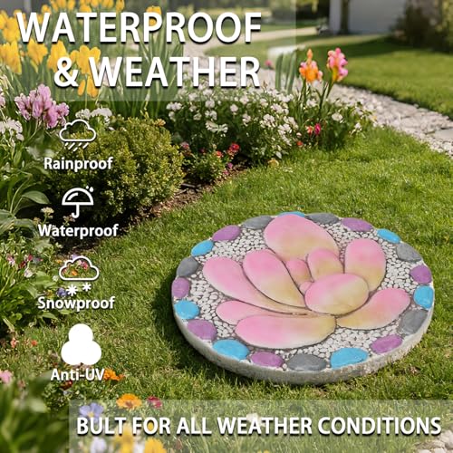 Succulent Pattern Cement Stepping Stones 0.75 * 10 * 10 Inch (purple)