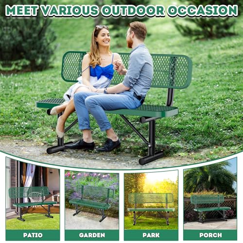 4 Feet Heavy Duty Park Bench with Back Portable Frame (Green / 4FT)