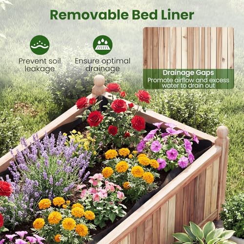 Acacia Wood Raised Garden Bed (Weathered Gray / 44”x23”x16”)