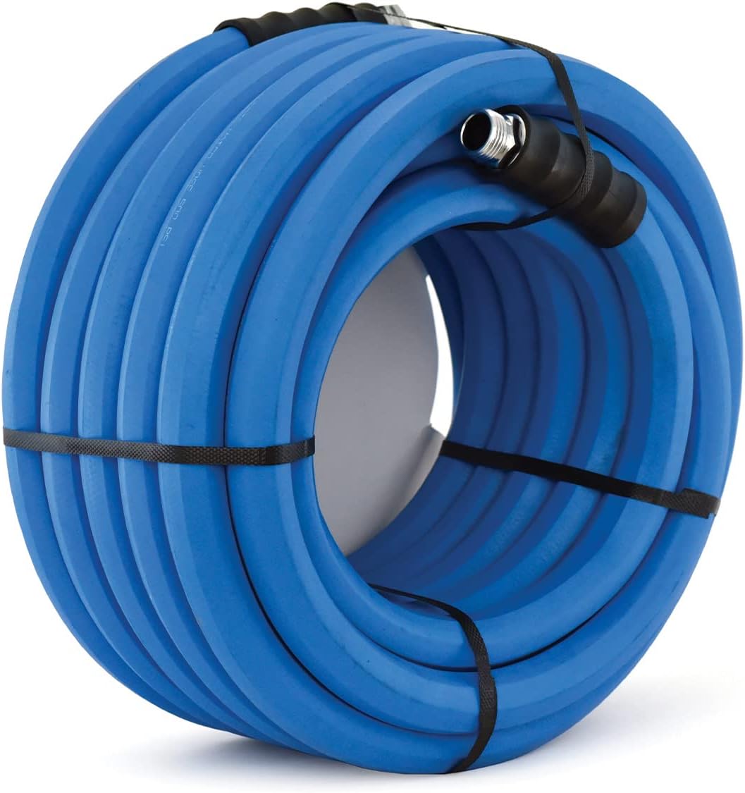 BluSeal Hot/Cold Water Rubber Garden Hose, 100% Rubber, Ultra-Light, Super Strong, 500 PSI, 50F to 190F Degrees, High Strength Polyester Braided (3/4" x 50')