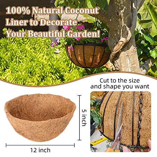 6 Pack 12 Inch Hanging Basket Coco Liners Replacement (6pcs / 12 Inch)