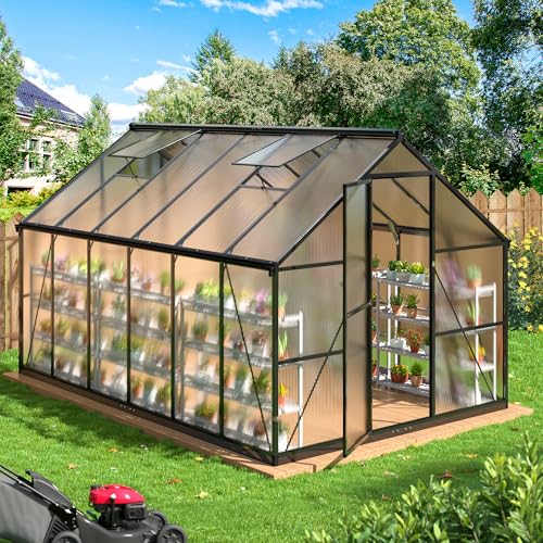 8x12 FT Walk in Polycarbonate Greenhouse for Outdoors (8x12 FT)