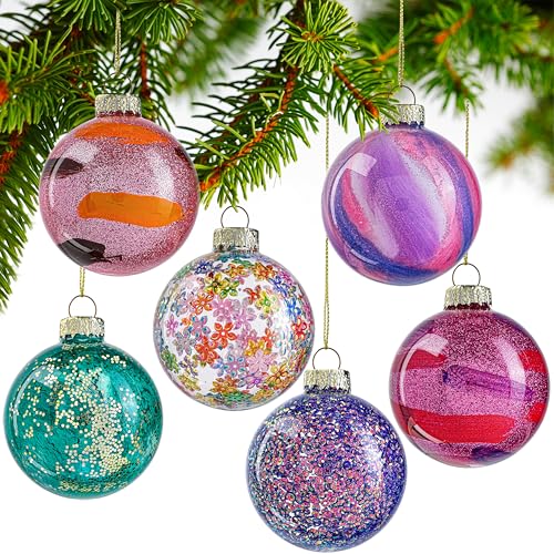 6pcs Glass Christmas Ball Ornament 2.4In Glittering Christmas Tree Ornament (Color-4)