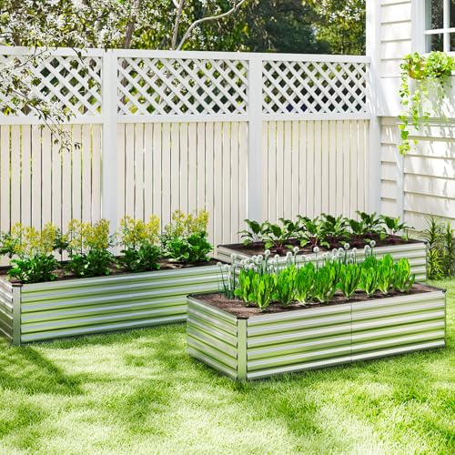 6x3x3ft Outdoor Metal Raised Garden Bed (Silver / 6x3x3 FT-2PC)