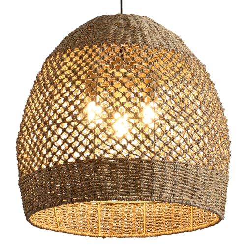 19.7in Boho Rattan Chandelier 3 (3-Light 19.7 inch)