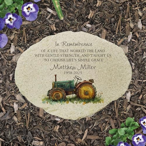 Personalized Farmer Memorial Small Flat Garden Stone (Tractor / Small)