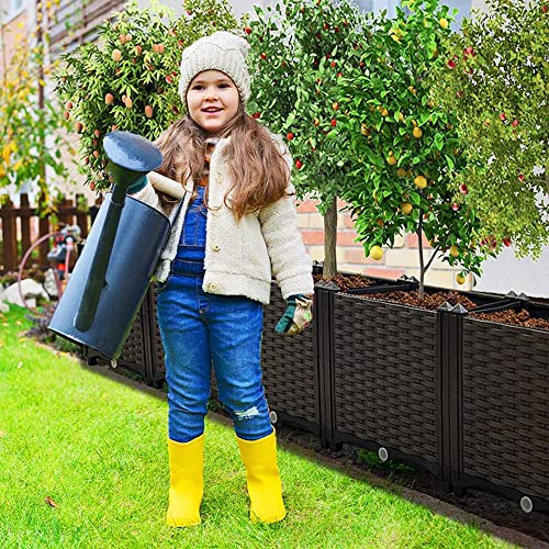 Large Planters for Outdoor Plants Raised Garden Bed Kit Rectangular Elevated Plastic Garden Boxes for Gardening Vegetables Flowers in Backyard Patio Balcony (78.7"(l)x16"(w)x15"(h)/Brown)