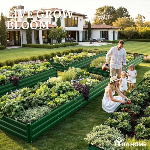 12x4x1ft Galvanized Raised Garden Bed (12x4x1FT / Green)