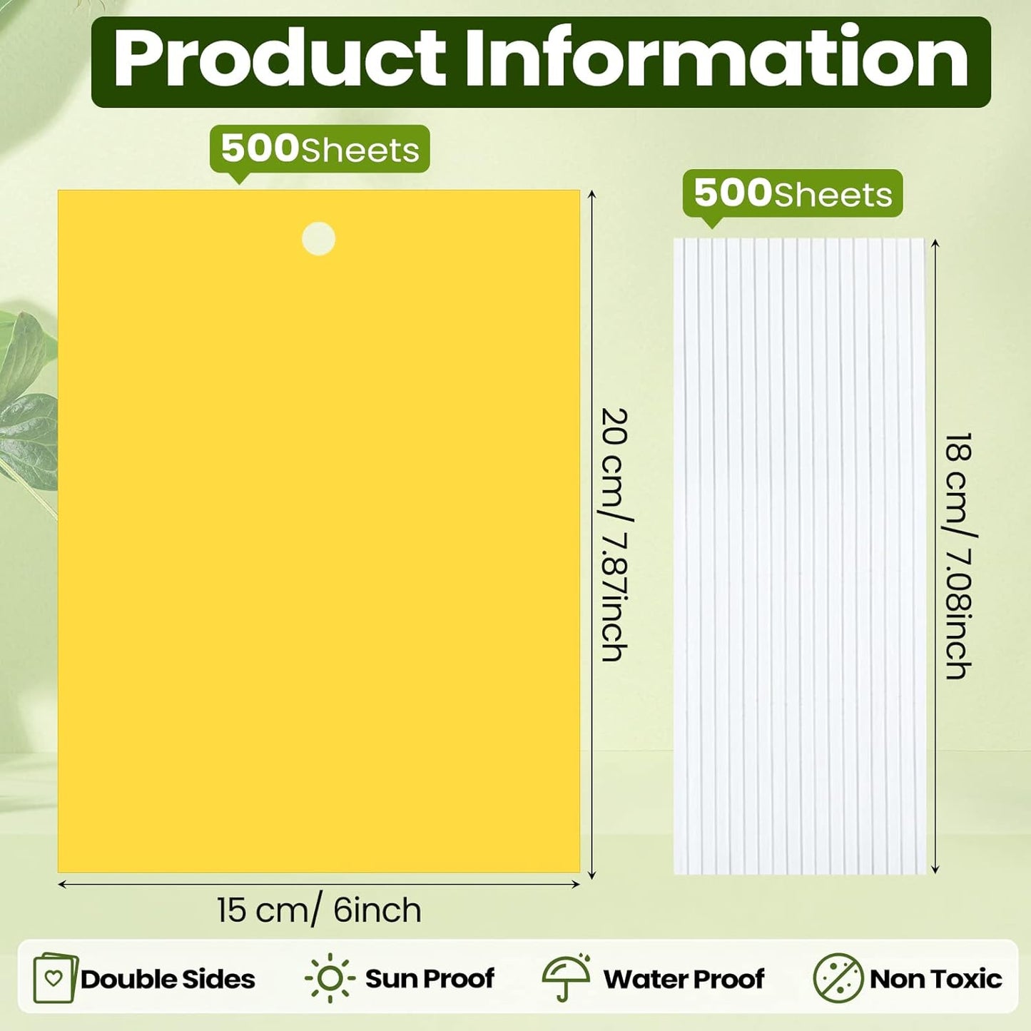 Qualirey 500 Pcs 6 x 8 Inch Yellow Sticky Traps for Plant Double Sided Sticky Trap for Gnats with Twist Ties Sticky Fly Traps for Fruit Insect Fungus Bugs Indoor Outdoor